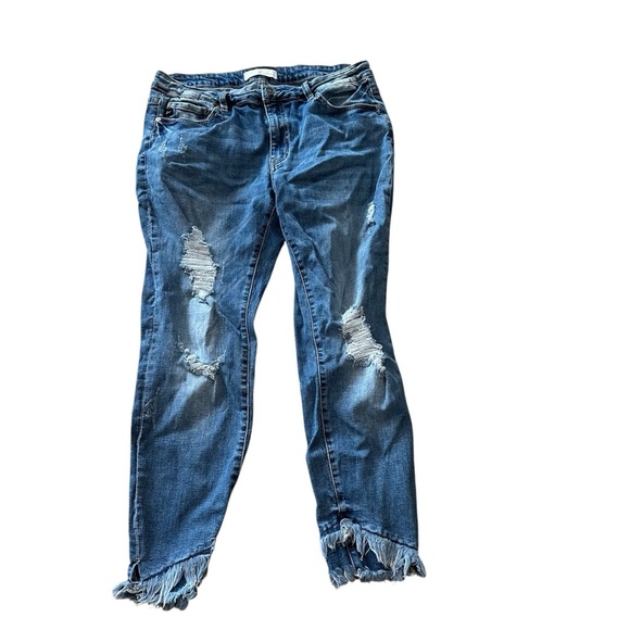 KanCan Women’s Medium Wash High Rise Distressed Frayed Hem Denim Jeans Sz XL GUC - Picture 1 of 9